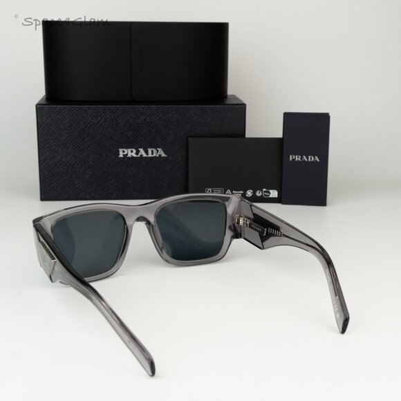 BRAND NEW Prada PR10ZS 16Z70B Transparent Asphalt Grey Square Unisex Sunglasses - Picture 9 of 9